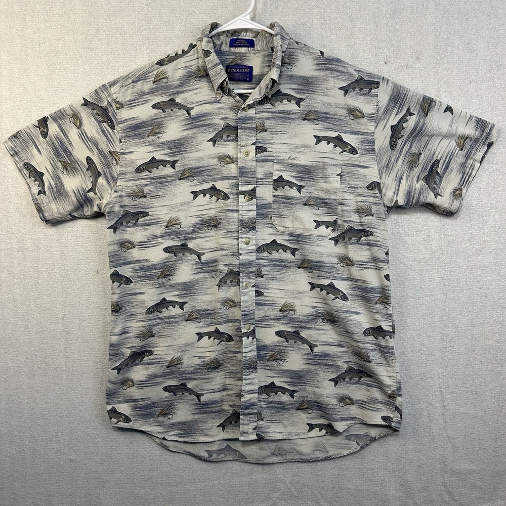 Pendleton Men's Fly Fishing Large Button Up‎ Short Sleeve Shirt Casual